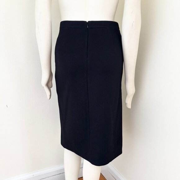 J.CREW Front Slit A-line Black Midi Skirt in Double Surge Wool SZ 2 - Picture 7 of 11